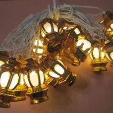 Гірлянда на батарейка 20 LED «Ліхтарики Золото та Срібло» Тепло-біла 4м